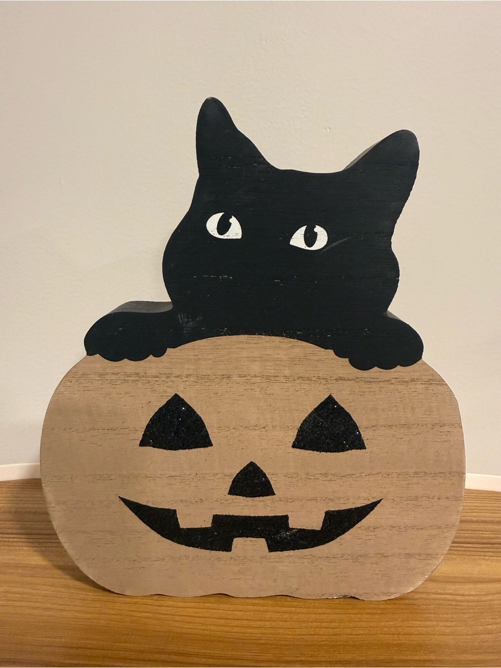 Quill to Paper Halloween Black Cat Pumpkin Wood Decor 8” Marshalls